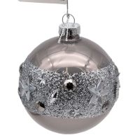 Partridges Premier Decorations Premier Single Pearl Grey Christmas Tree Bauble with Jewells