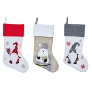 Partridges Premier Decorations Premier Christmas Stocking 40cm - Assorted Single Gnome or S