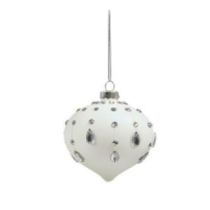 Partridges Premier Decorations Premier Single Christmas Tree Bauble White Jewels - Assorted