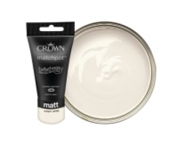 Crown Matt Emulsion Paint - Cream White Tester Pot - 40ml