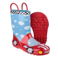 Partridges Cotswold Cotswold Kids Puddle Welly Boots Red and Blue Racing Car Siz