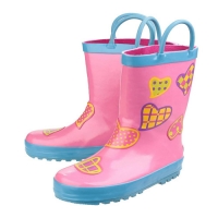 Partridges Cotswold Cotswold Kids Puddle Welly Boots Pink and Blue Hearts Size 1