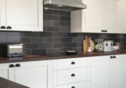 Wickes Soho Carbon Black Ceramic Wall Tile - 300 x 100mm