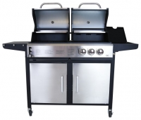 Wickes  Charles Bentley 2+1 Burner Gas & Charcoal Grill BBQ - Stainl