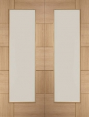 XL Joinery Ravenna Fully Glazed Oak 10 Panel Door Pair - 198