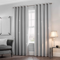 BMStores  Mystica Shimmer Thermal Lined Silver Curtain 90 x 90 Inch