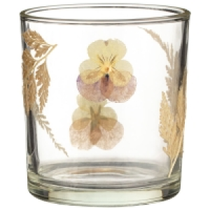 Dried Flowers Tealight Holder - Purple-Yellow