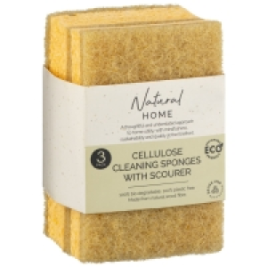 Natural Home Cleaning Sponges with Scourer 3pk