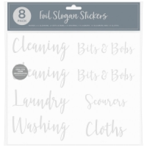 Foil Slogan Stickers 8pk - Silver