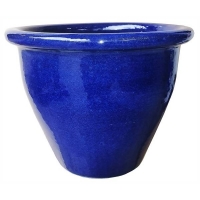 Homebase Glazed Terracotta Malay Glazed Blue Plant Pot - 37cm