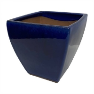 Glazed Terracotta Chiswick Square Imperial Terracotta Pot in Blue - 38cm