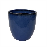 Homebase Glazed Terracotta Chiswick Egg Imperial Terracotta Pot in Blue - 35cm