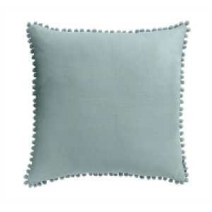 Homebase 50x50cm Country Living Linen Pom Pom Cushion - 50x50cm - Duck Egg