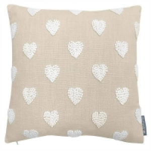 Homebase 40x40cm Country Living French Knot Heart Cushion - 40x40cm - Ivory