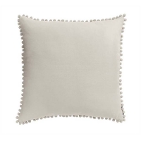 Homebase 50x50cm Country Living Linen Pom Pom Cushion - 50x50cm - Warm Ivory