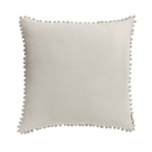 Country Living Linen Pom Pom Cushion - 50x50cm - Warm Ivory