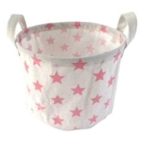 Fabric Kids Waterproof Storage Basket - Pink Stars