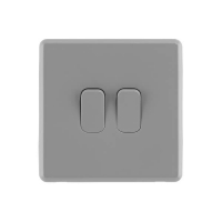 Homebase Plastic Arlec Rocker 10A 2Gang 2Way Stone Grey Double light switch