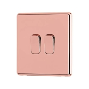 Homebase Metal Arlec Fusion 10A 2Gang 2Way Rose Gold Double light switch