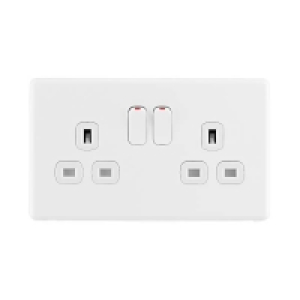 Plastic Arlec Rocker 13A 2 Gang Ice White Double switched socket