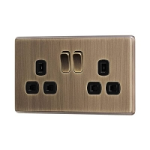Arlec Fusion 13A 2 Gang Antique Brass Double switched socket £12.75