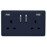 Homebase Plastic Trendi Switch 2 Gang 13Amp Double Socket and 2 USB Ports - N