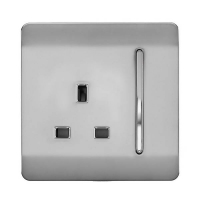 Homebase Plastic Trendi Switch Single Switched Socket - Stainless Steel