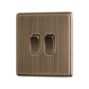 Arlec Fusion 10A 2Gang 2Way Antique Brass Double light switc £12.25