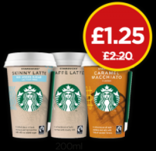 Budgens  Starbucks Skinny Latte, Caffe Latte, Caramel Macchiato