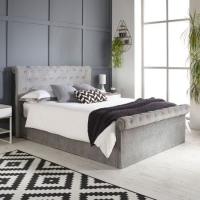 RobertDyas  Chesterfield Ottoman Bed Grey Velvet Size Double