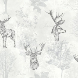 Wickes  Arthouse Etched Stag Mono Wallpaper 10.05m x 53cm