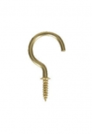 Wickes Shouldered Cup Hooks - Brass 25mm Pack of 10