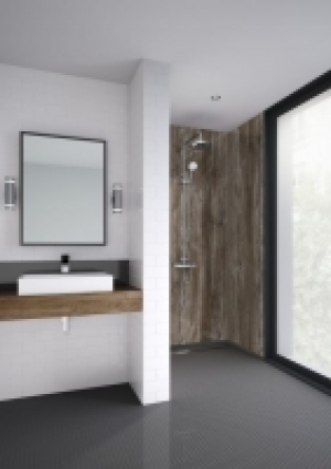 Mermaid Rough Wood Laminate 2 Sided Shower Panel Kit - 1700