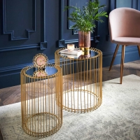 BMStores  Deco Glamour Set of 2 Cage Side Tables - Gold