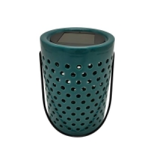 Homebase Edit Solar Solar Ceramic Holey Lantern Teal £4.47