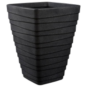 Lightweight Plastic Tall Square Trojan Planter in Granite - 40cm