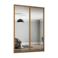 Homebase Steel, Glass Shaker 2 Door Sliding Wardrobe Kit Mirror with Oak Frame (W)