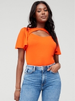 LittleWoods V By Very Cut Out Angel Sleeve Top - Orange