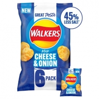 Tesco  Walkers Less Salt Mild Cheese & Onion Crisps 6 X 25G