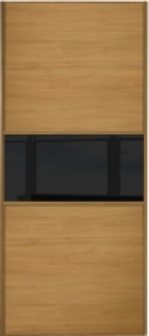 Spacepro Sliding Wardrobe Door Fineline Oak Panel & Black Gl