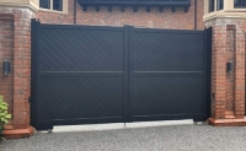 Readymade Black Aluminium Diagonal Double Swing Gate - 3500