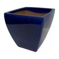 Homebase Glazed Terracotta Chiswick Square Imperial Terracotta Pot in Blue - 38cm