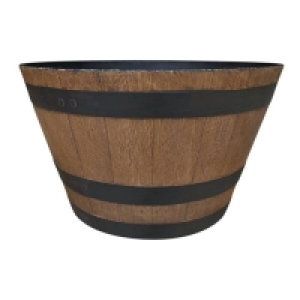 Homebase Plastic Three Band Whiskey Barrel - 52cm