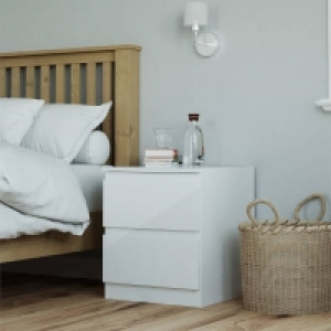 2 Fitted Bedroom Handleless Bedside Chest - White