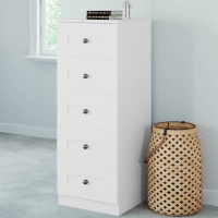 Homebase Self Assembly Required Fitted Bedroom Shaker 5 Drawer Chest - White