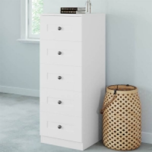 Homebase Self Assembly Required Fitted Bedroom Shaker 5 Drawer Chest - White