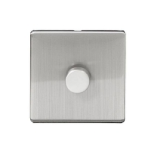 Homebase Urea, Stainless Steel Arlec Metal Screwless 250 Watt 1 Gang 2 Way Dimmer Stainless