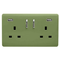 Homebase Plastic Trendi Switch 2 Gang 13Amp Double Socket and 2 USB Ports - M