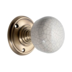 Homebase Ceramic & Brass Sandleford Pittville Ceramic Mortice Knob Set - Cream Crackl