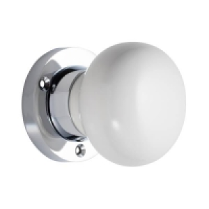 Homebase Ceramic & Steel Sandleford Chawton Ceramic Mortice Knob Set - White & Polish